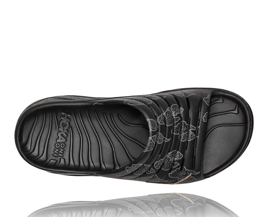 Hoka Australia One One Ora Recovery CNY - Mens Slide Black/Gold - ZXBRI-1694